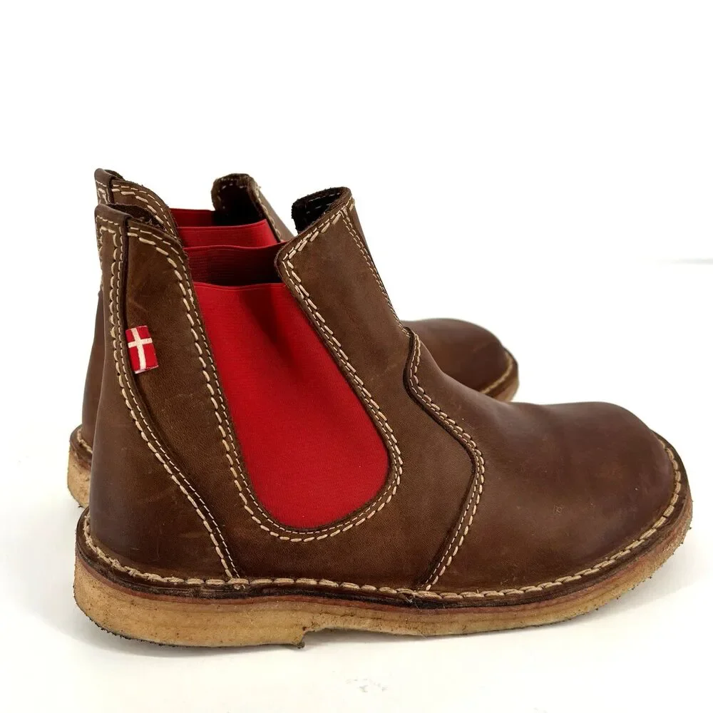 Duckfeet ROSKILDE Chelsea Boots Cocoa/Red EU SIZE 41 (US 8.5) NIB